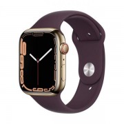 Apple Watch Series 7 GPS + Cellular 45mm Gold S. Steel Case w. Dark Cherry Sport Band (MKJX3)