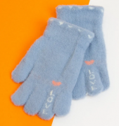 Хорошие яркие теплые перчатки XS №20-25-25 синий