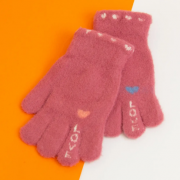 Хорошие яркие теплые перчатки XS №20-25-25 малиновый