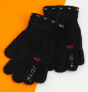 Хорошие яркие теплые перчатки XS №20-25-25 черный