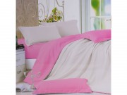 Комплект постельного белья однотонный евро, розовый