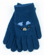 Двойные шерстяные перчатки для мальчика  XS - 19-7-55 синий