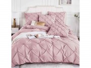 Комплект постельного белья 8071 Koloco однотонный стёганый Люкс евро Розовый