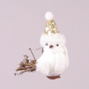 Новогодняя подвеска Птичка белая 11.5 см. (цена за 1 шт.) Flora 21323