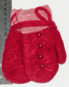 Перчатки детские двойные с махровой подкладкой  XS - №18-7-41 красный