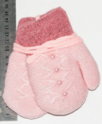 Перчатки детские двойные с махровой подкладкой  XS - №18-7-41 светло розовый