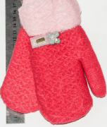 Вязаные детские рукавицы на меху S  - №18-7-34 красный