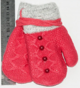 Перчатки детские двойные с махровой подкладкой  XS - №18-7-41 малиновый