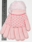 Детские перчатки с меховой подкладкой на девочек  M - №18-7-26 светло розовый