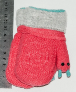 Детские вязаные перчатки с меховой подкладкой   XS - №18-7-27  малиновый