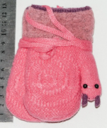 Детские вязаные перчатки с меховой подкладкой   XS - №18-7-27  розовый