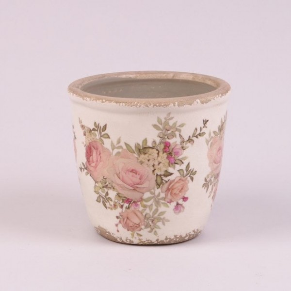 Кашпо керамическое Розовые цветы Flora 38577