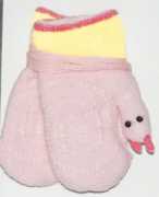Детские вязаные перчатки с меховой подкладкой   XS - №18-7-27  светло розовый