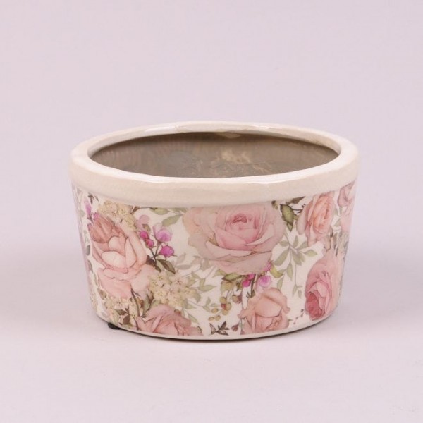 Кашпо керамическое Розовые цветы Flora 38560