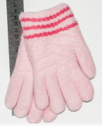 Вязаные перчатки с меховой подкладкой на девочек XS - №18-7-24 светло розовый