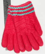 Вязаные перчатки с меховой подкладкой на девочек XS - №18-7-24  красный