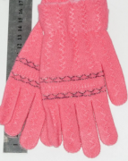 Вязаные детские перчатки на девочек  S - №18-7-25 малиновый
