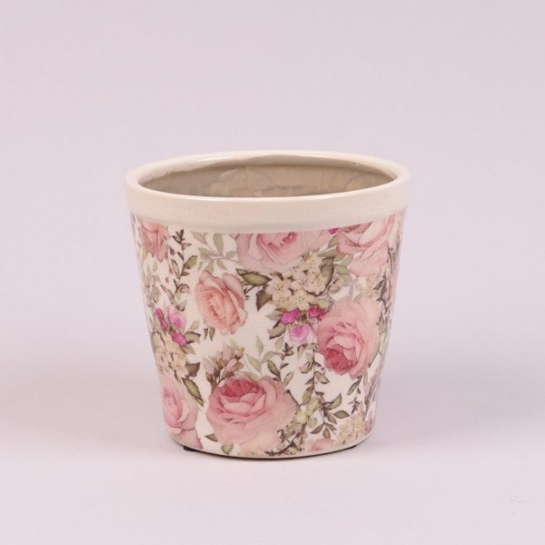 Кашпо керамічне Рожеві квіти Flora 38574