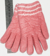 Вязаные перчатки с меховой подкладкой на девочек XS - №18-7-24  розовый