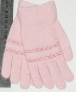 Вязаные детские перчатки на девочек  S - №18-7-25 розовый