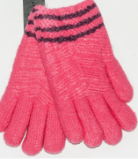 Вязаные перчатки с меховой подкладкой на девочек XS - №18-7-24  малиновый