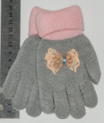 Двойные перчатки на девочек XS  - №18-7-14 серый