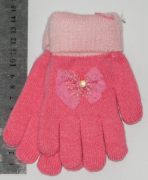 Двойные перчатки на девочек XS  - №18-7-14 розовый
