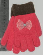 Двойные перчатки на девочек XS  - №18-7-14 малиновый