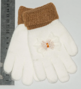 Двойные перчатки на девочек XS  - №18-7-14 белый