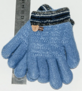 Детские перчатки с меховой подкладкой на мальчика XS  - №18-7-20 голубой