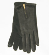 Трикотажно-велюровые перчатки для сенсорных телефонов - №18-1-44 S черный