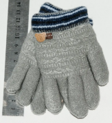 Дитячі рукавички з хутряною підкладкою на хлопчика XS - №18-7-20 сірий