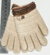 Детские перчатки с меховой подкладкой на мальчика XS  - №18-7-20  бежевый