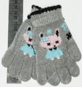Перчатки детские для девочек  XS - №18-7-4 серый