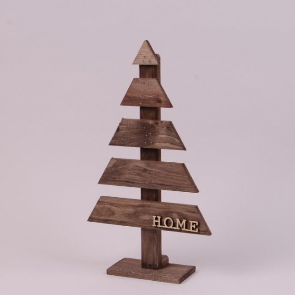 Новорічна дерев'яна декорація Ялинка коричнева H-43.5 см. Flora 16508