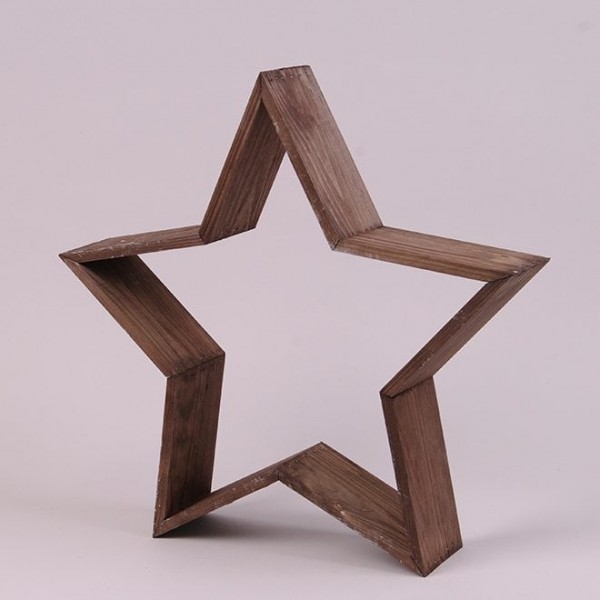 Новогодняя деревянная декорация Звезда коричневая H-40 см. Flora 16505
