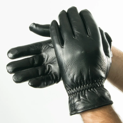 Чоловічі зимові рукавички з екошкіри чорний № 19-1-59/2 M чорний