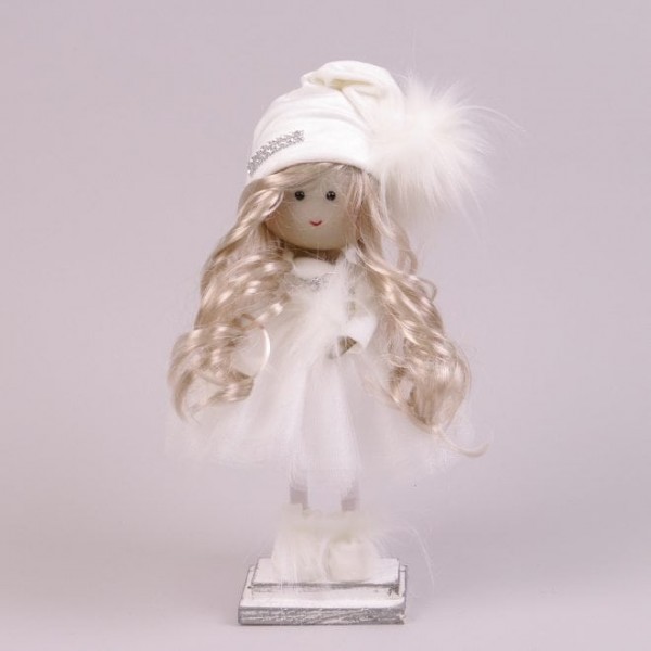Фигурка новогодняя Девочка в белом платье 35 см.  Flora 16493