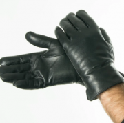 Мужские зимние перчатки из натуральной кожи - 18M6-3 L черный