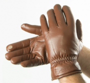 Мужские зимние перчатки из экокожи № 19-1-59/1 S коричневый