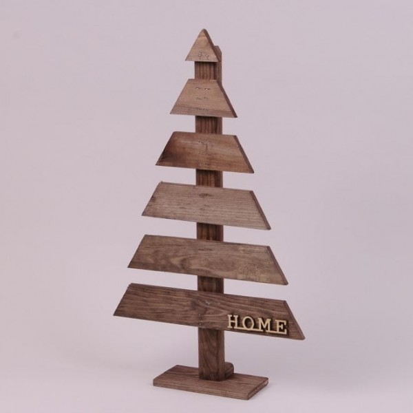Новорічна дерев'яна декорація Ялинка коричнева H-51 см. Flora 16509