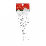 Підвіска новорічна Бантик з намистинками 20.5 см. срібний Flora 11500
