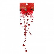 Підвіска новорічна Бантик з намистинками 20.5 см. червоний Flora 11501