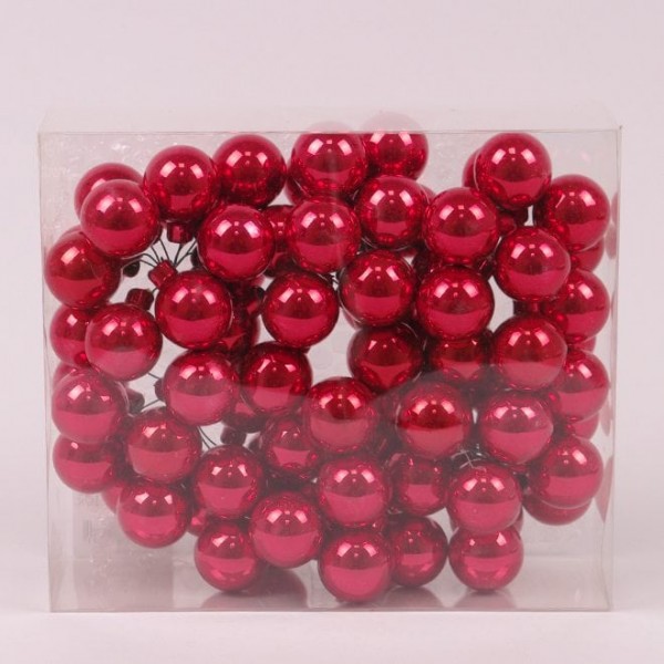 Кульки скляні 3 см. червоні опал (6 пучків-72 кульки) Flora 44650
