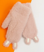 Детские красивые зимние перчатки с ушками кролика  L №20-25-16 розовый