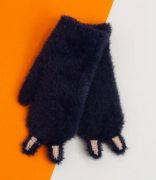 Детские красивые зимние перчатки с ушками кролика  L №20-25-16 синий