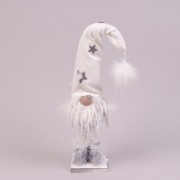 Фигурка новогодняя Гном в белой шапке 40 см. Flora 16415