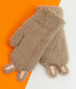 Детские красивые зимние перчатки с ушками кролика  M №20-25-16 бежевый