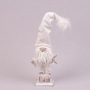 Фигурка новогодняя Гном в белой шапке 40 см. Flora 16446