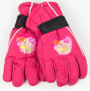 Детские лыжные перчатки для девочек L №18-12-5 малиновый